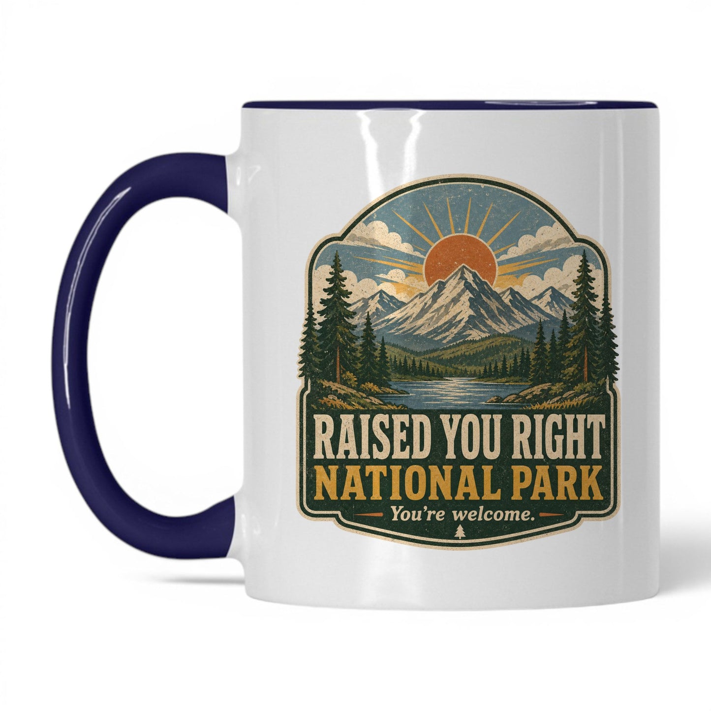 Raised You Right National Park Mug – 11oz White/Midnight Blue Mug