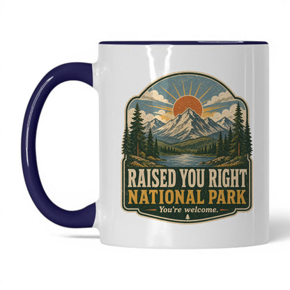 Raised You Right National Park Mug – 11oz White/Midnight Blue Mug