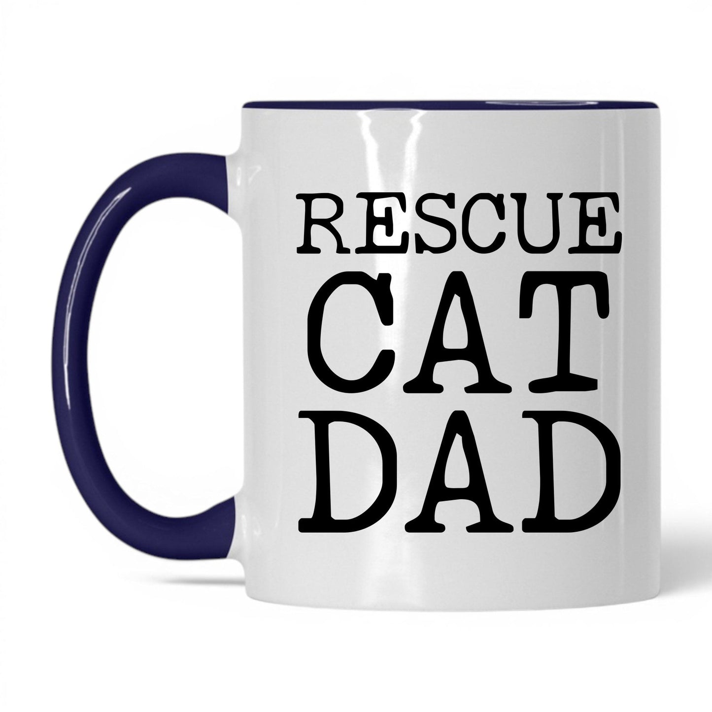 Rescue Cat Dad 11oz white and midnight blue coffee mug