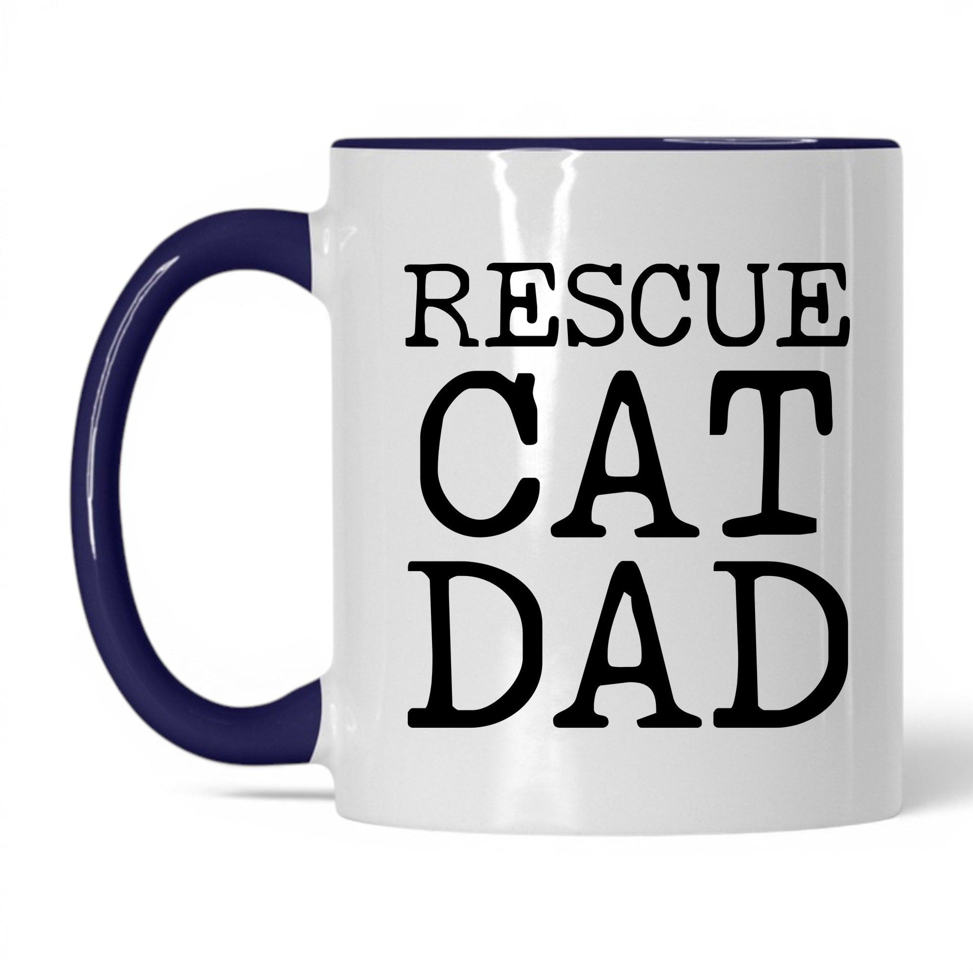 Rescue Cat Dad 11oz white and midnight blue coffee mug