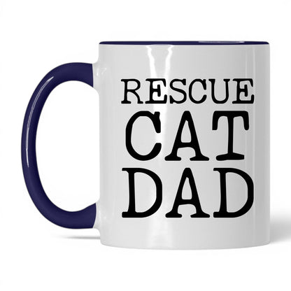 Rescue Cat Dad 11oz white and midnight blue coffee mug