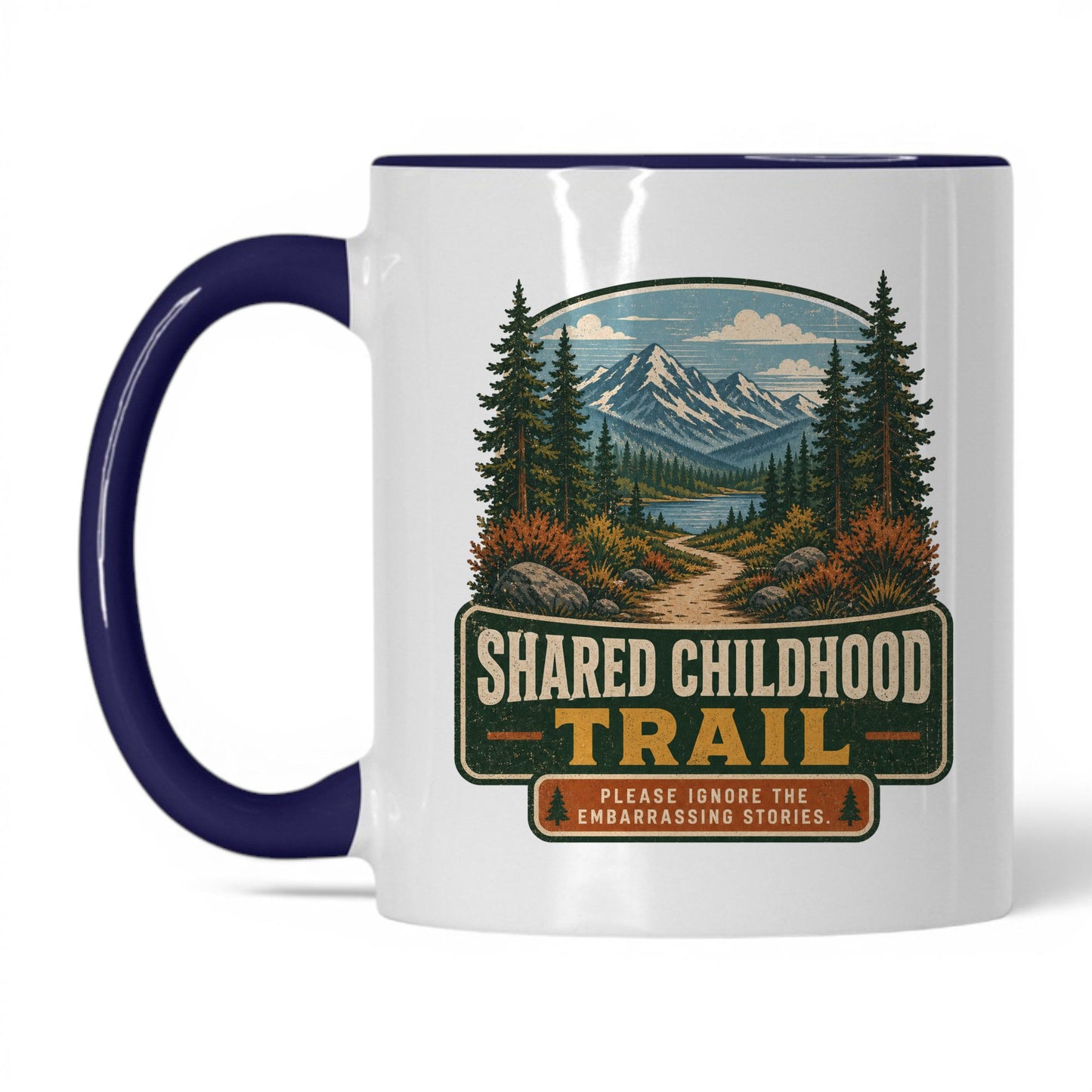 Shared Childhood Trail Mug – 11oz White/Midnight Blue Mug