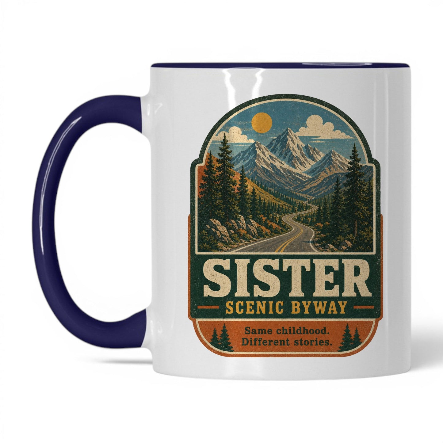 Sister Scenic Byway Mug – 11oz White/Midnight Blue Mug