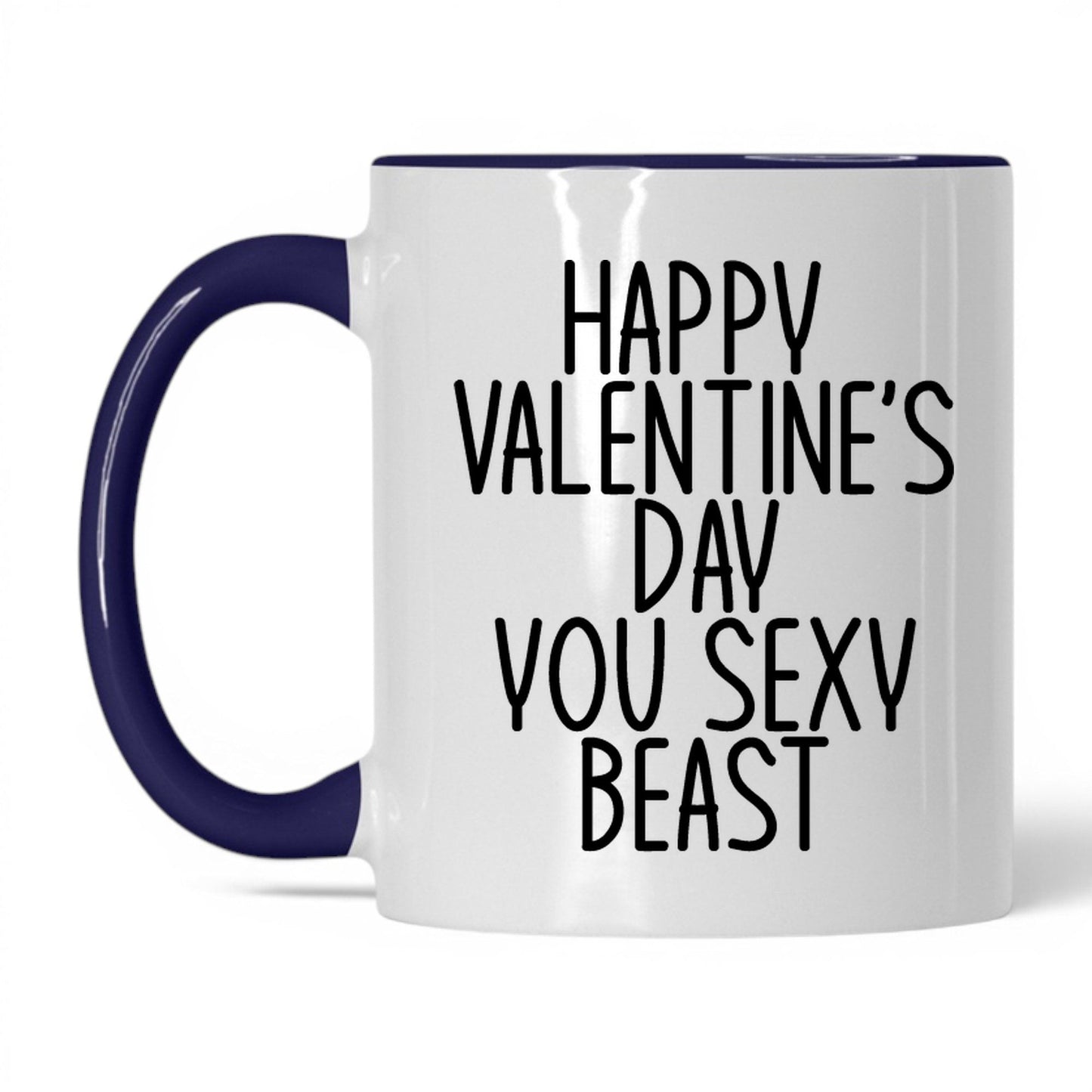 Happy Valentine's Sexy Beast Mug – 11oz White/Midnight Blue Mug
