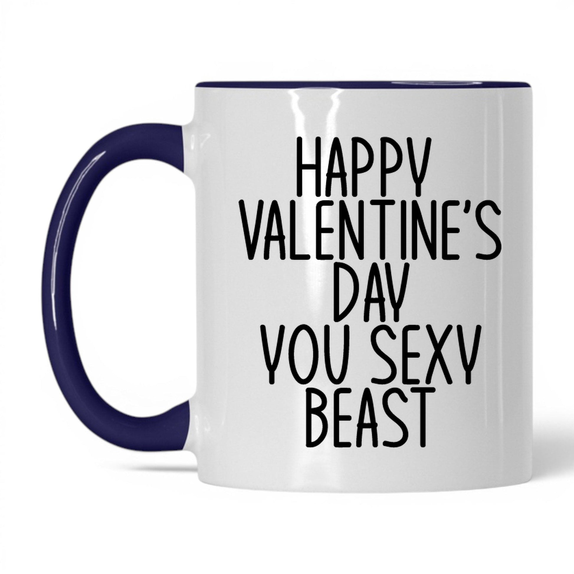Happy Valentine's Sexy Beast Mug – 11oz White/Midnight Blue Mug