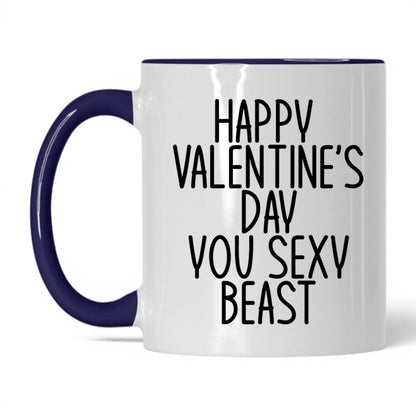 Happy Valentine's Sexy Beast Mug – 11oz White/Midnight Blue Mug