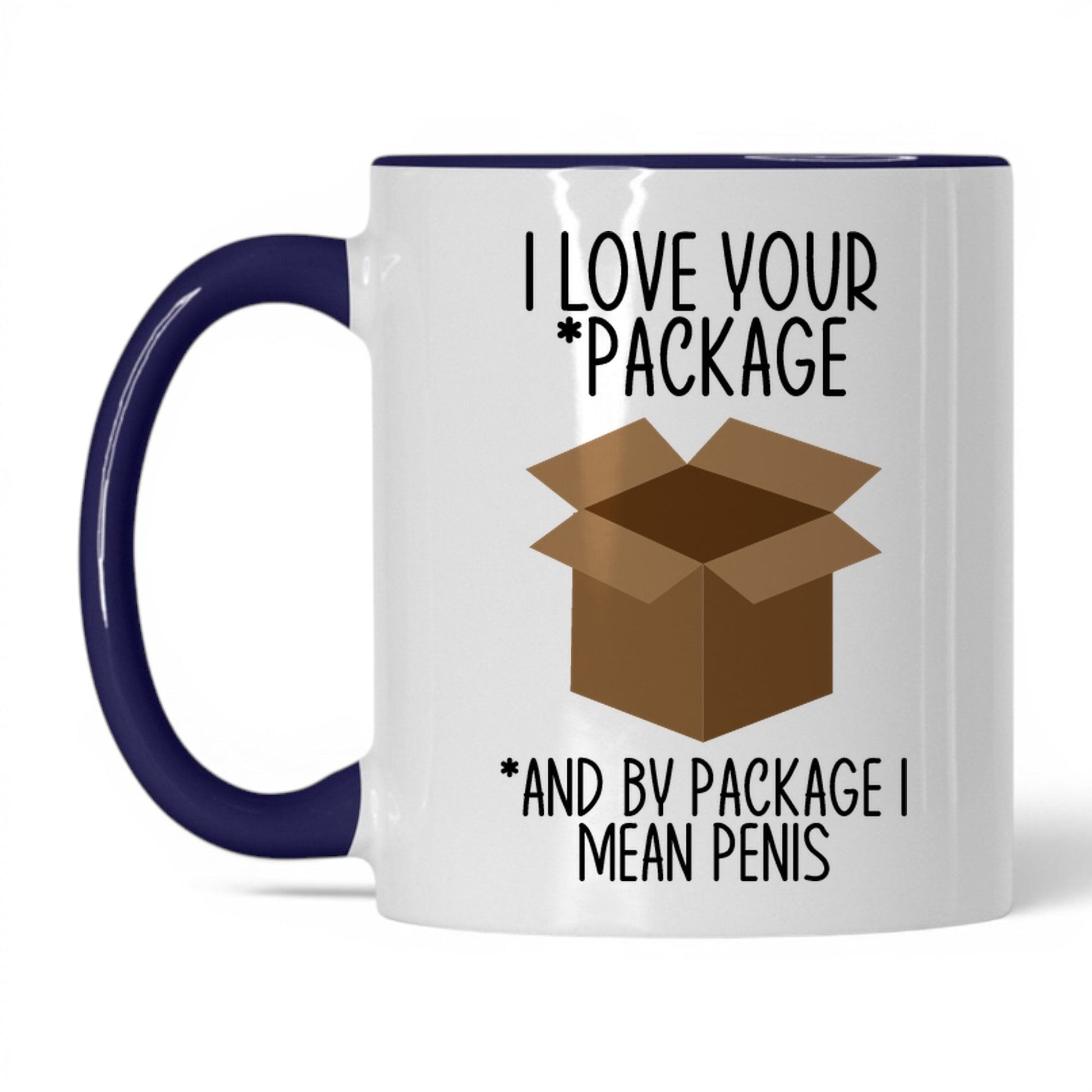 I Love Your Package Mug – 11oz White/Midnight Blue Mug