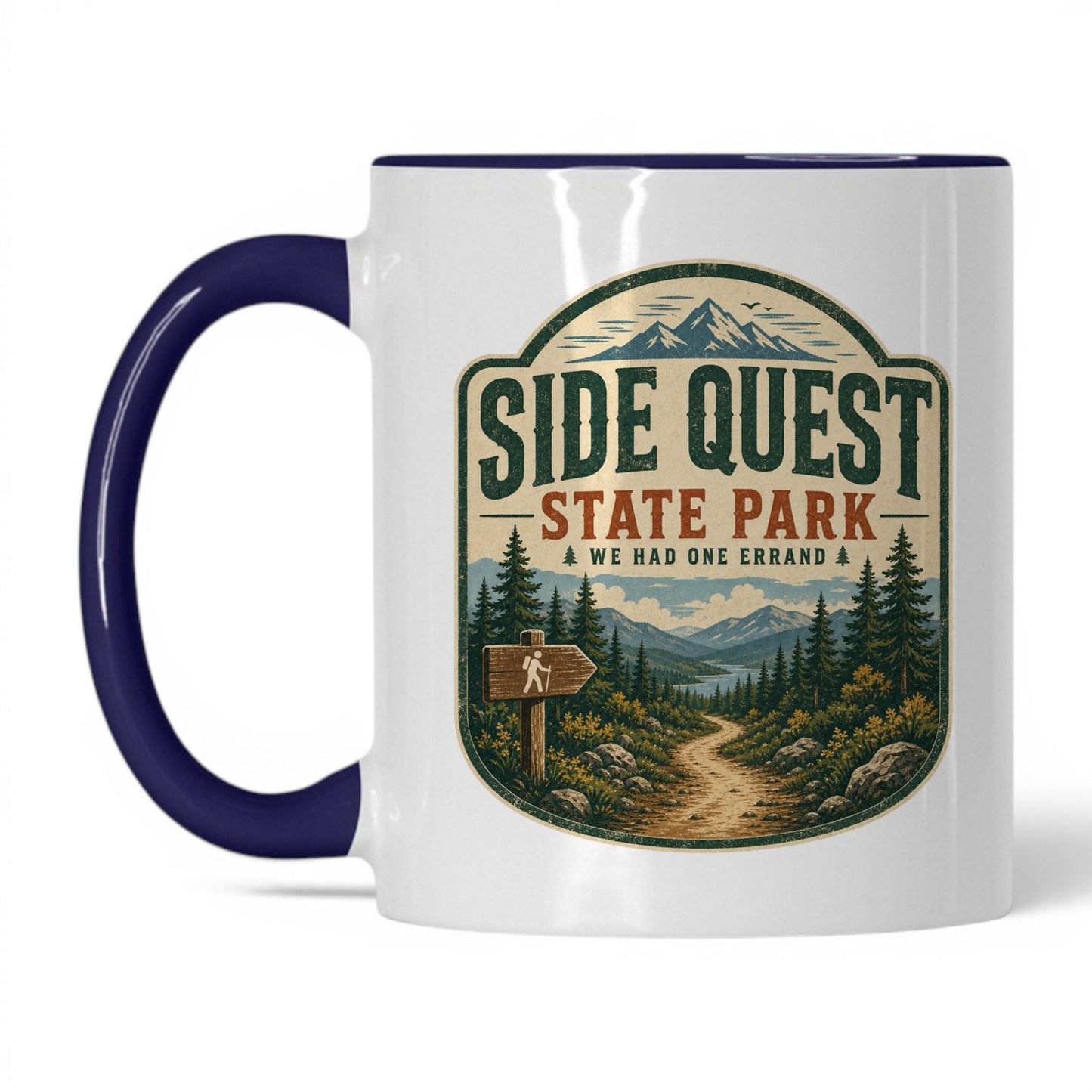 Side Quest State Park Coffee Mug – 11oz White/Midnight Blue Mug