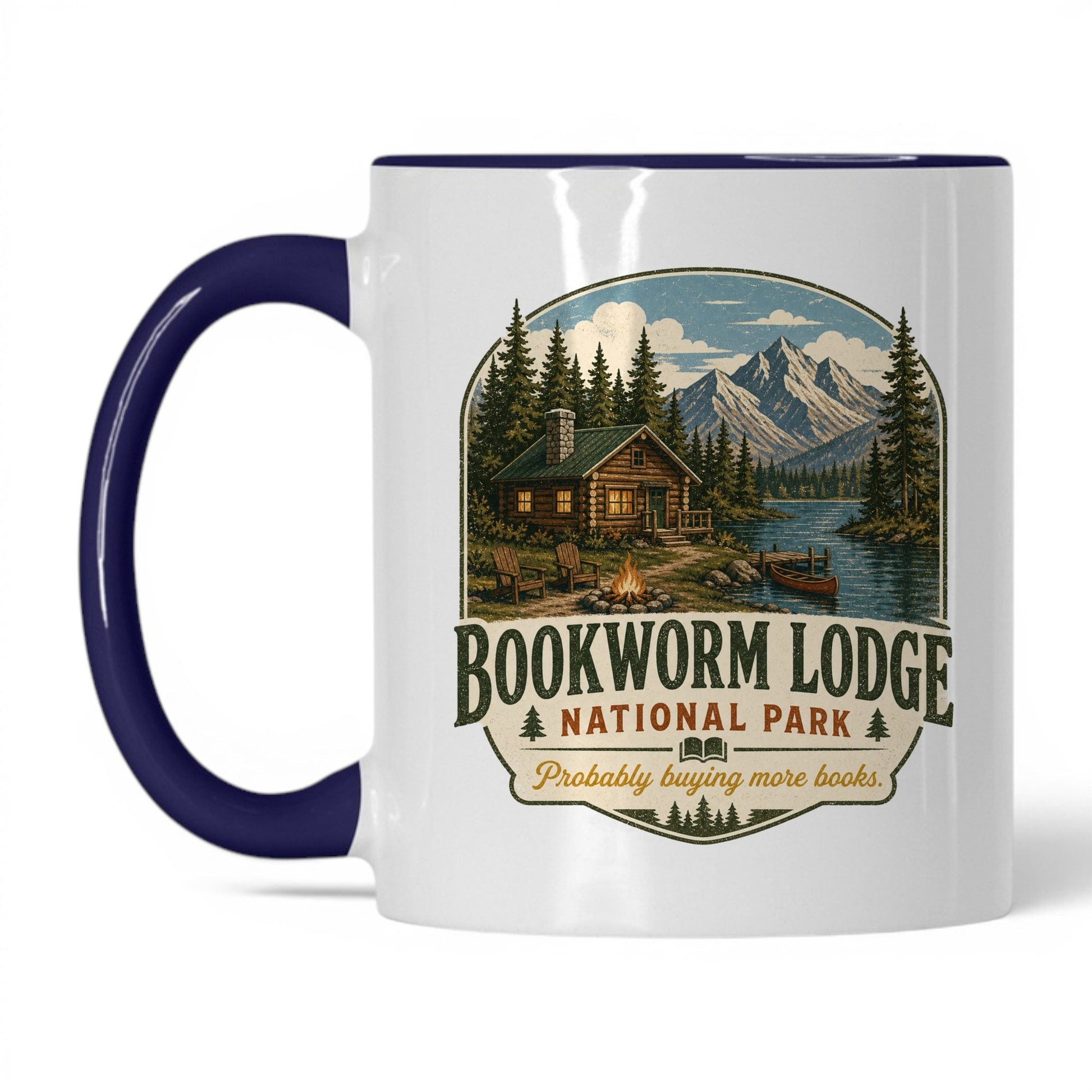Bookworm Lodge National Park Mug – 11oz White/Midnight Blue Mug