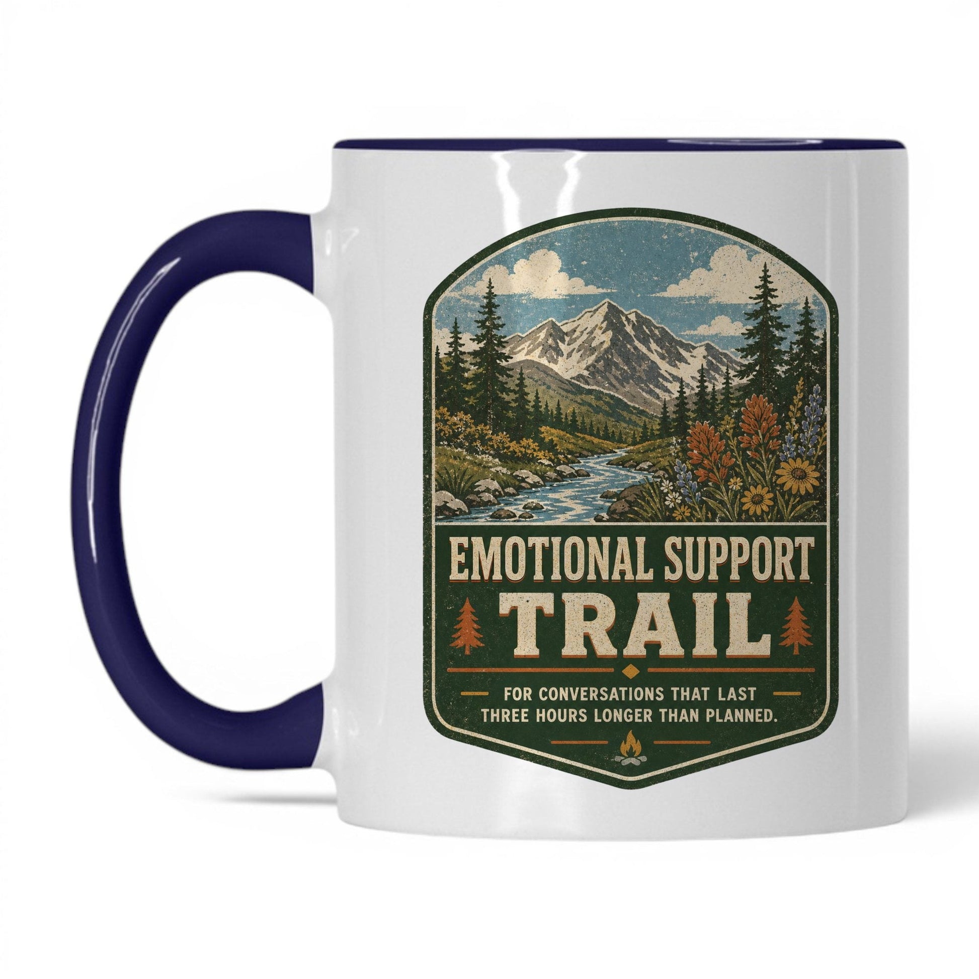 Emotional Support Trail Mug – 11oz White/Midnight Blue Mug