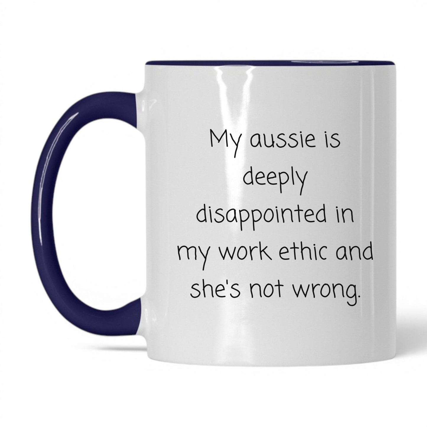Disappointed Australian Shepherd Mug – 11oz White/Midnight Blue Mug
