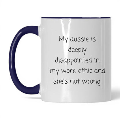 Disappointed Australian Shepherd Mug – 11oz White/Midnight Blue Mug