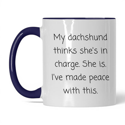 In Charge Dachshund Mug – 11oz White/Midnight Blue Mug