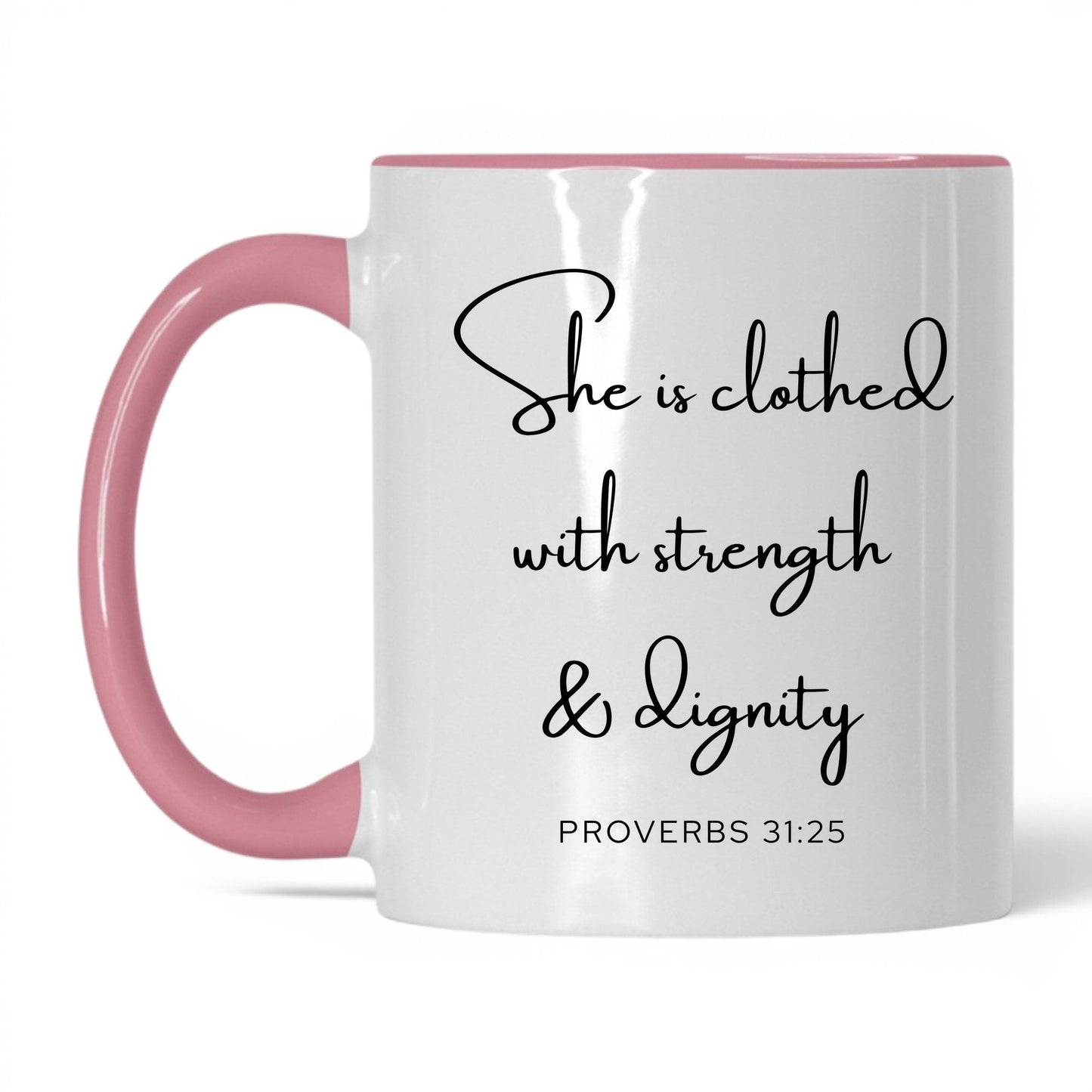 Clothed With Strength Mug – 11oz White/Midnight Blue Mug