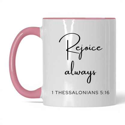 Rejoice Always Coffee Mug – 11oz White/Midnight Blue Mug