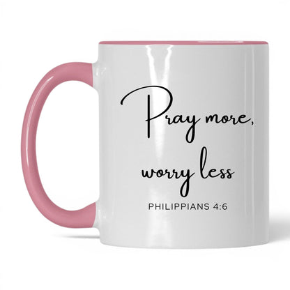 Pray More Worry Less Mug – 11oz White/Midnight Blue Mug