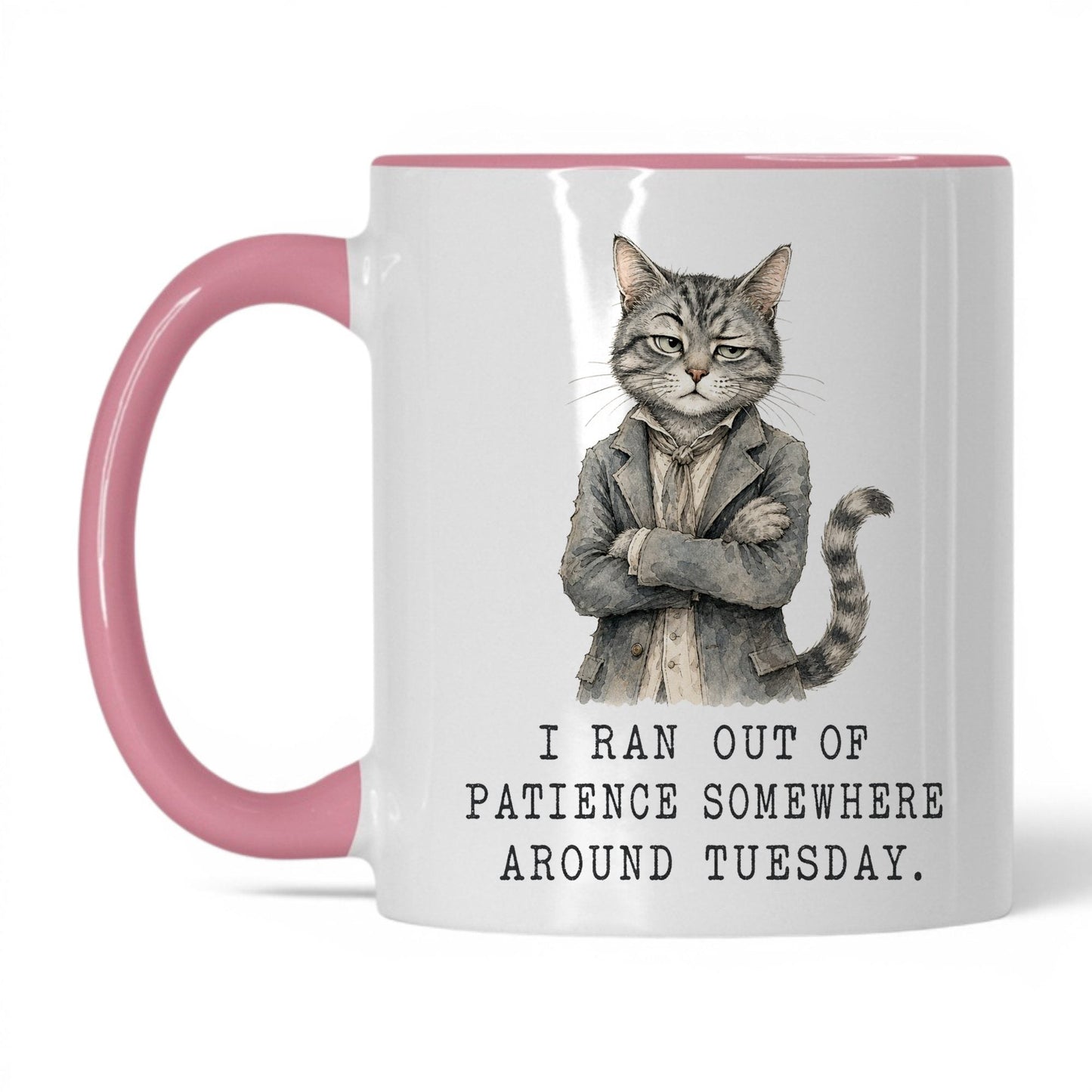 Out of Patience Cat Mug – 11oz White/Pink Mug