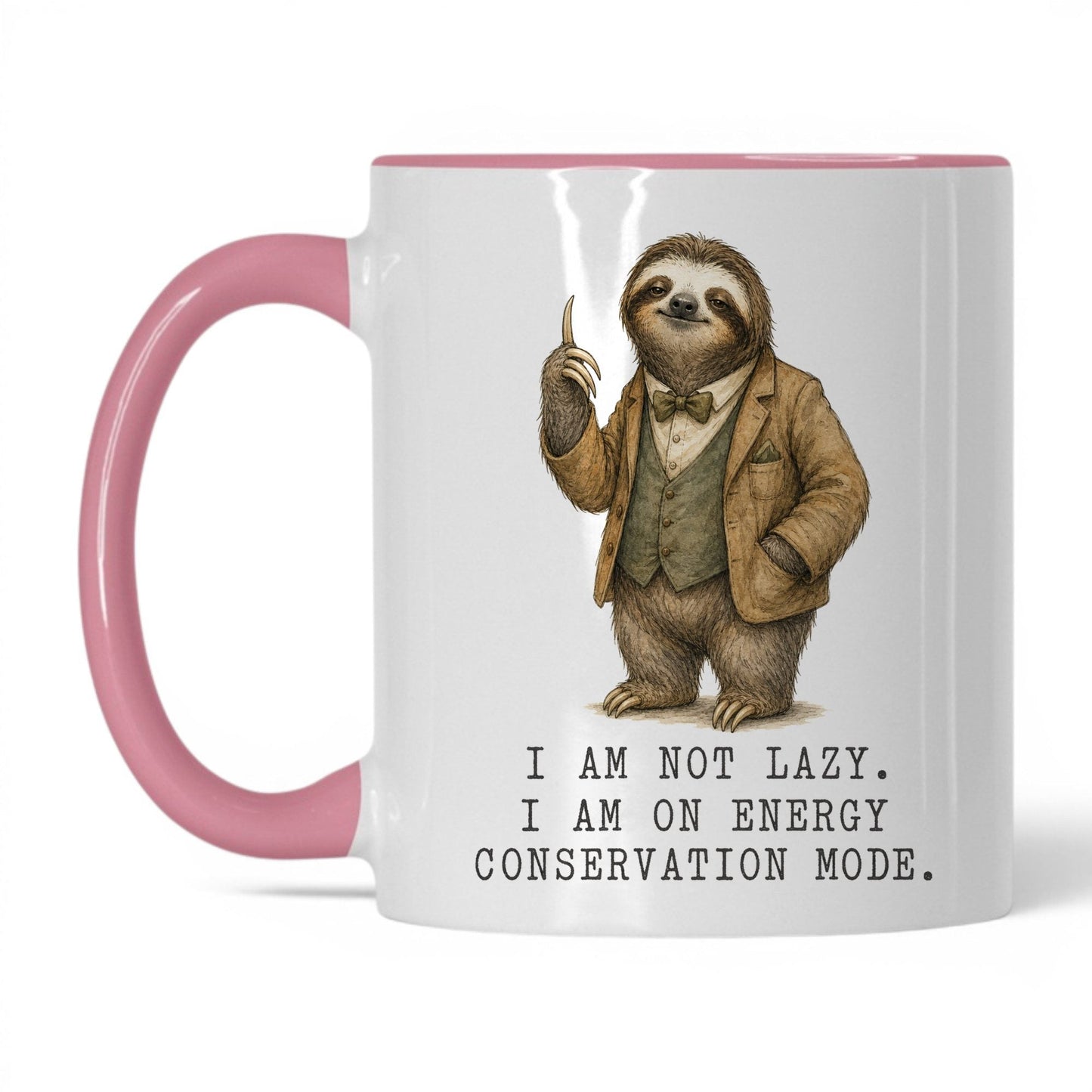 Energy Conservation Mode Sloth Mug – 11oz White/Pink Mug