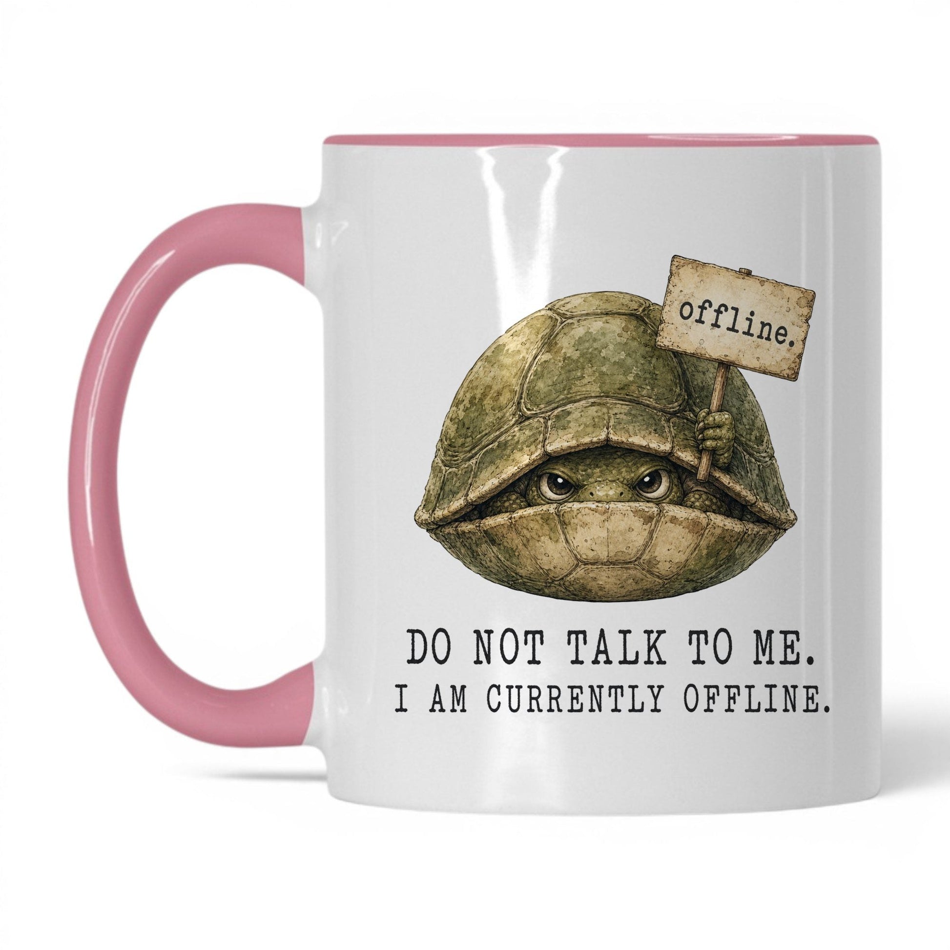 Currently Offline Turtle Mug – 11oz White Pink Mug