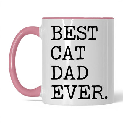 Best Cat Dad Ever 11oz white and pink coffee mug