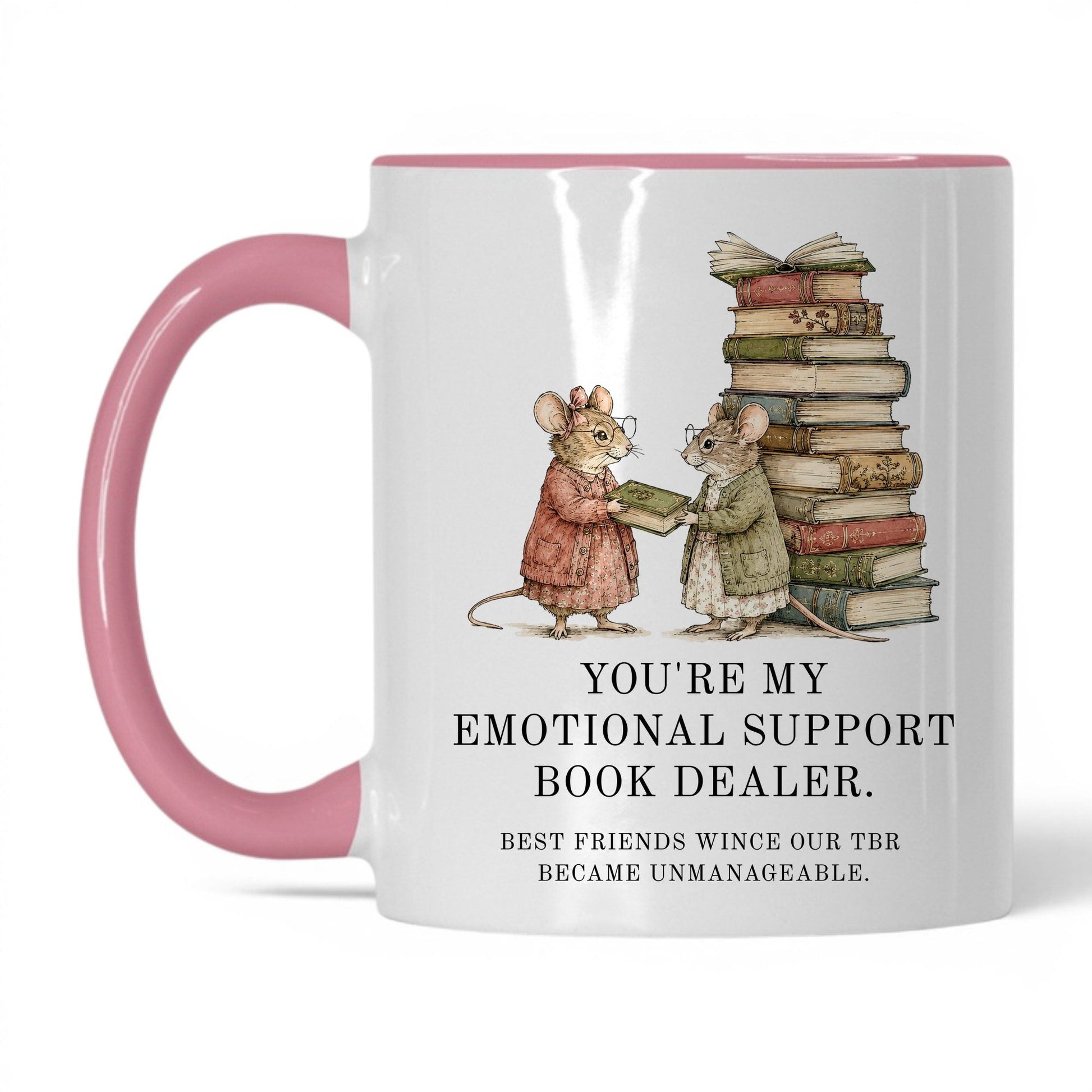 Emotional Support Book Dealer Mug – 11oz White/Pink Mug
