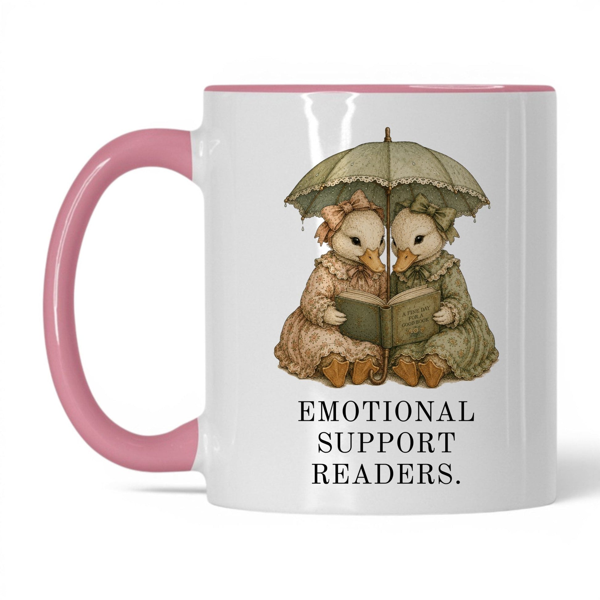 Emotional Support Readers Mug – 11oz White/Pink Mug