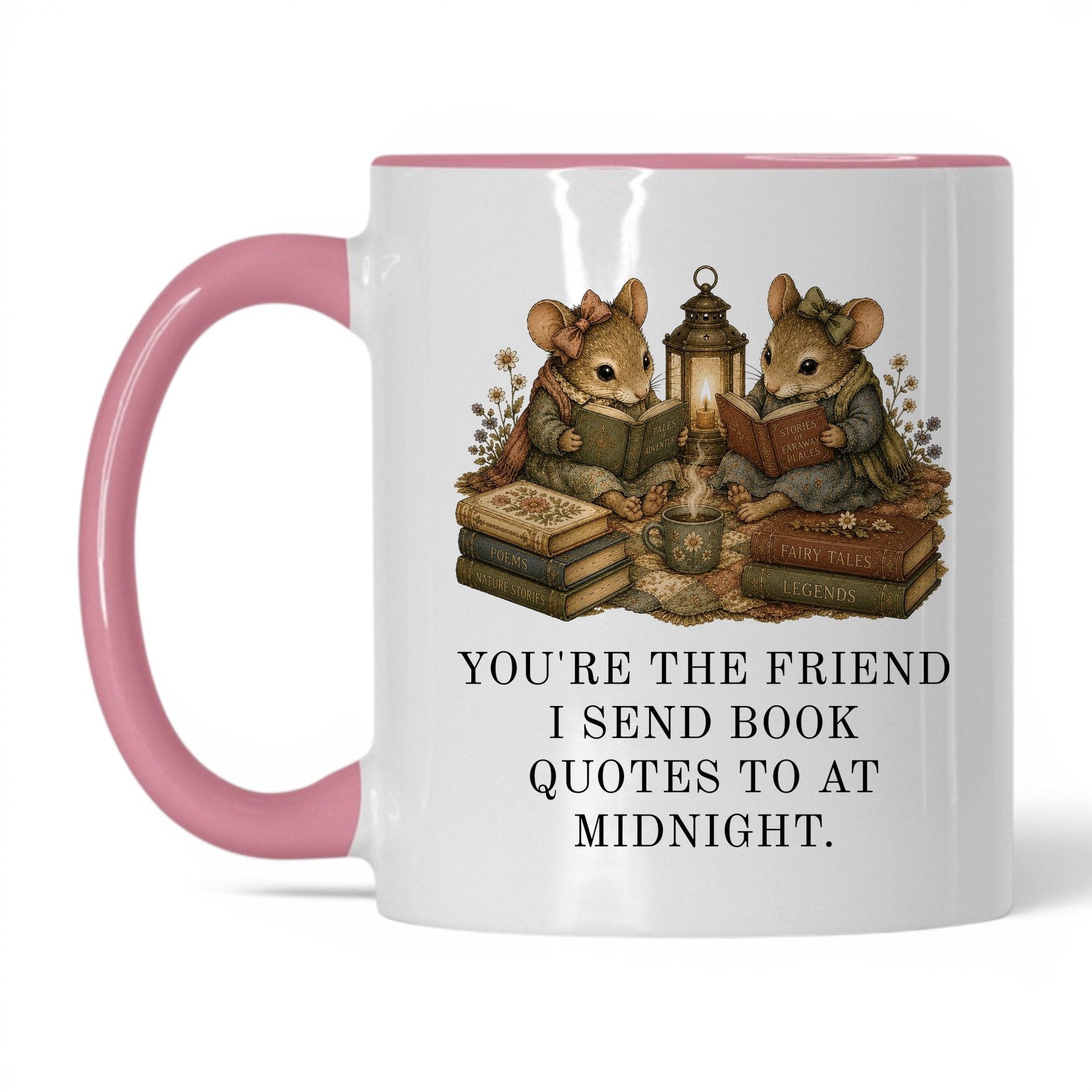 Midnight Book Quotes Mug – 11oz White/Pink Mug