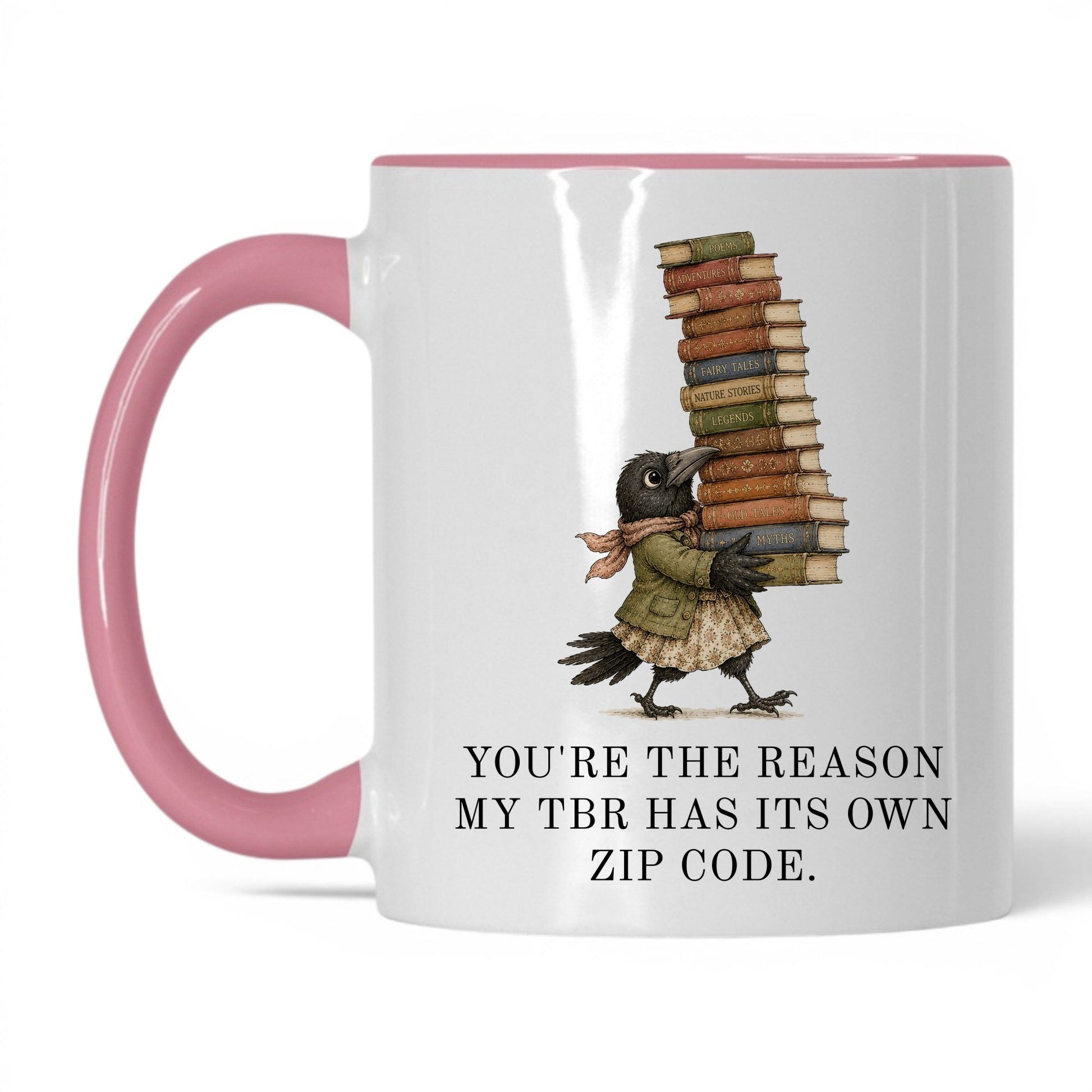 My TBR Has Its Own Zip Code Mug – 11oz White/Pink Mug
