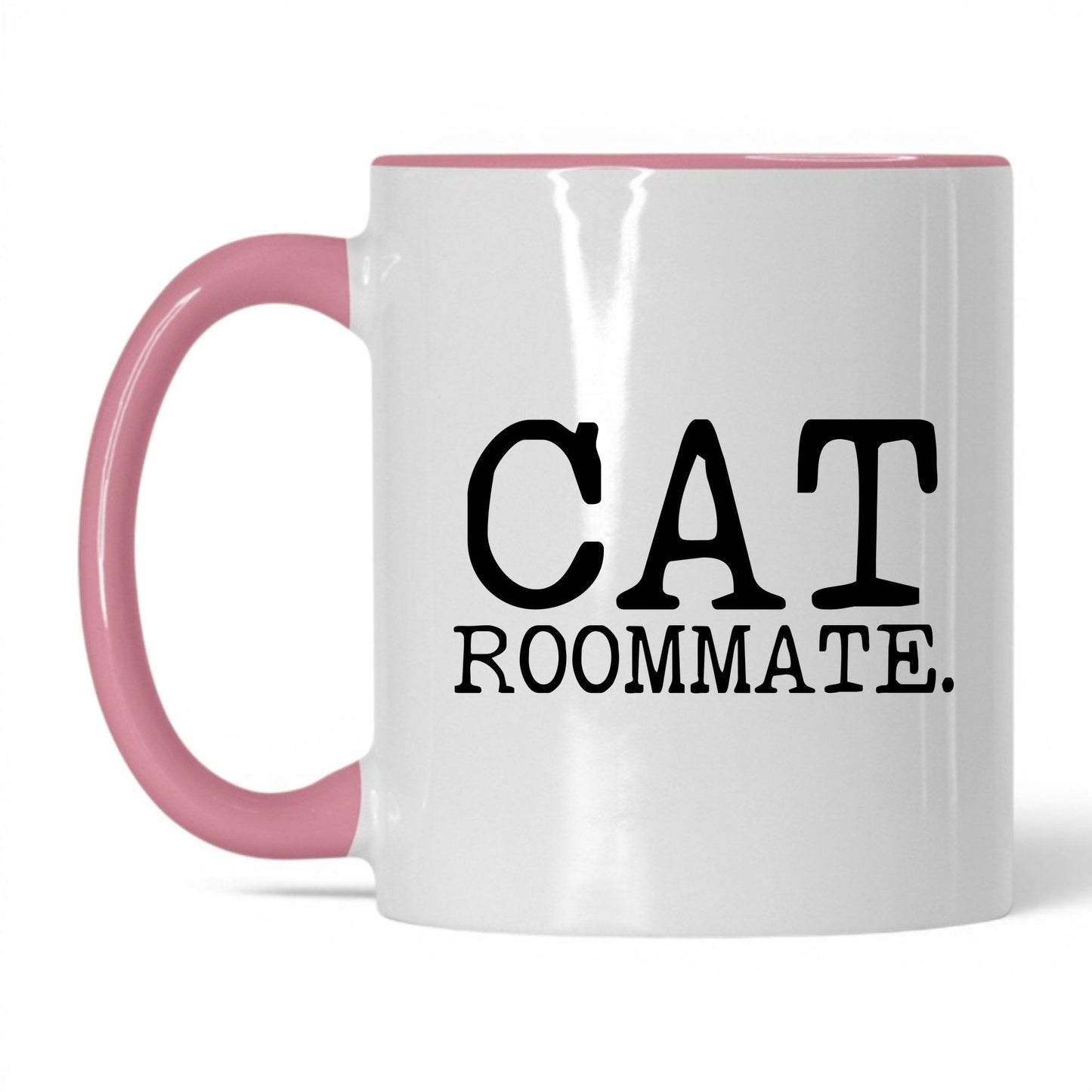Cat Roommate 11oz white and pink coffee mug