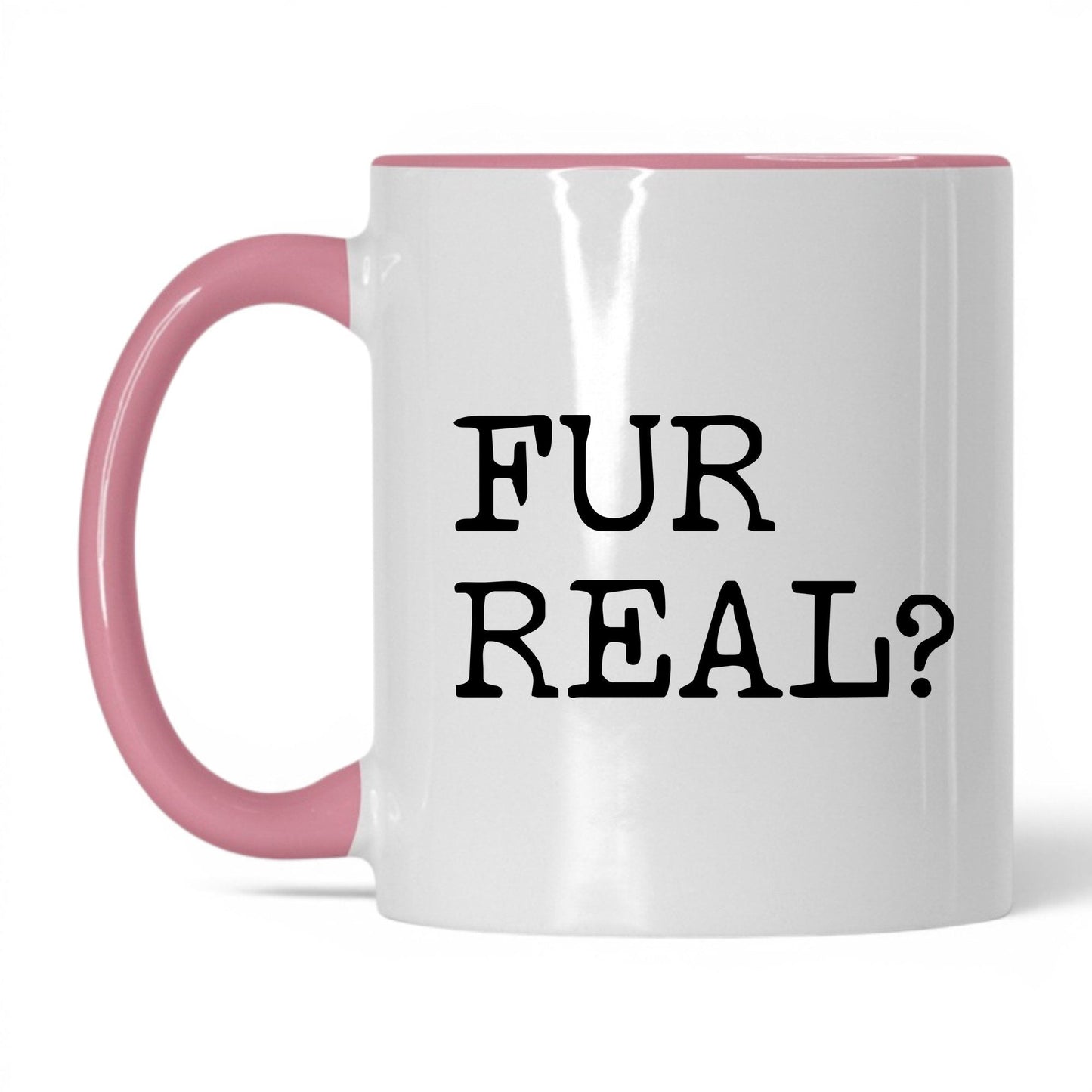 Fur Real 11oz white and pink coffee mug