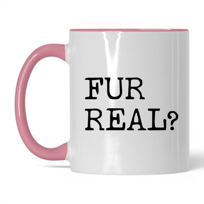 Fur Real 11oz white and pink coffee mug