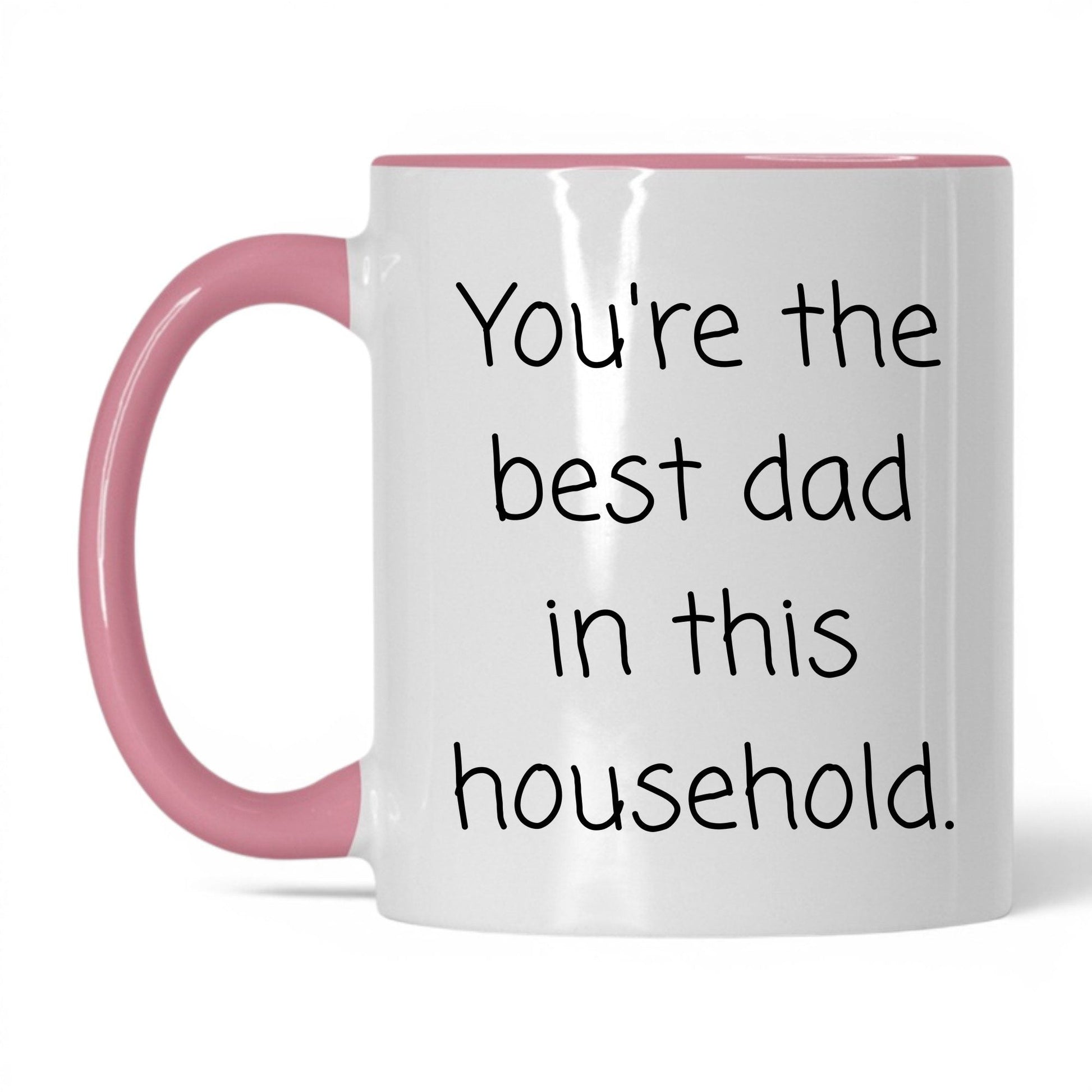 Best Dad in This Household Mug – 11oz White/Pink Mug