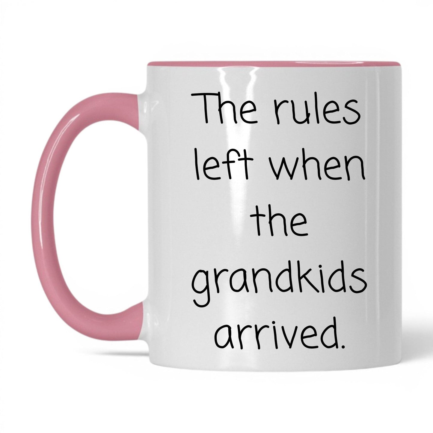 Rules Left When Grandkids Arrived Mug – 11oz White/Pink Mug