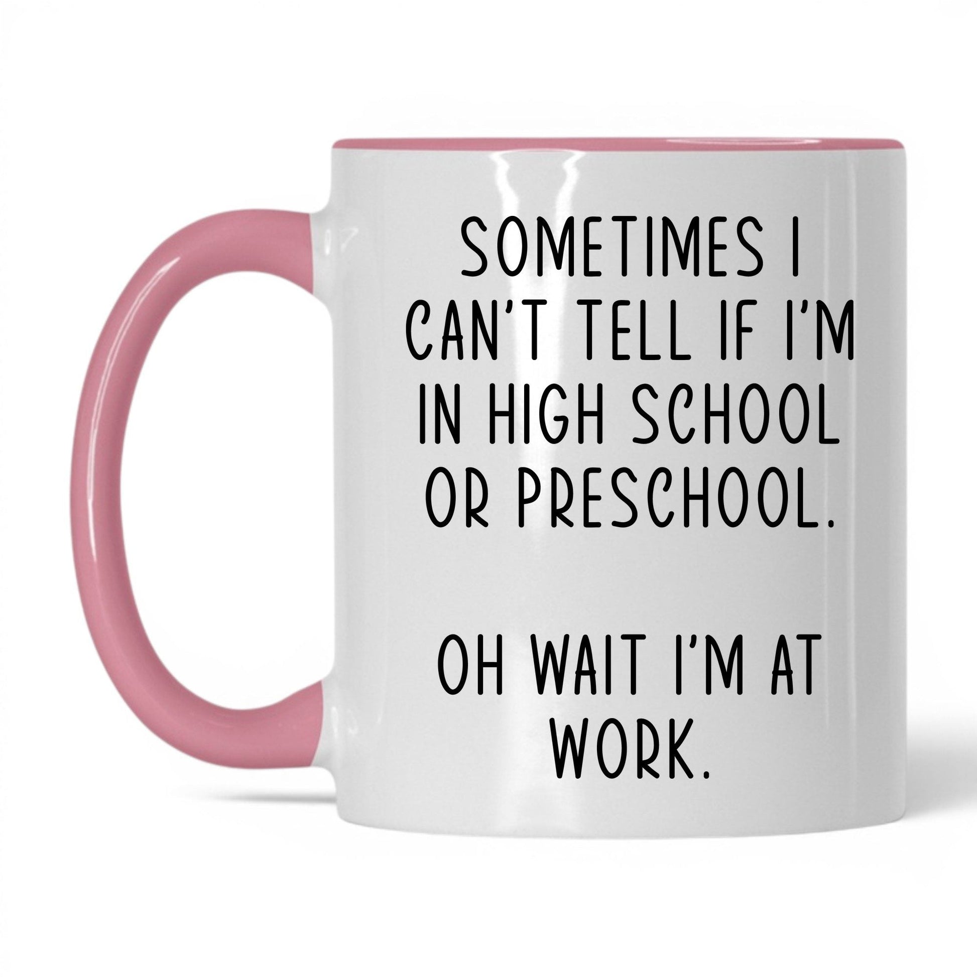 High School or Preschool Mug – 11oz White/Pink Mug