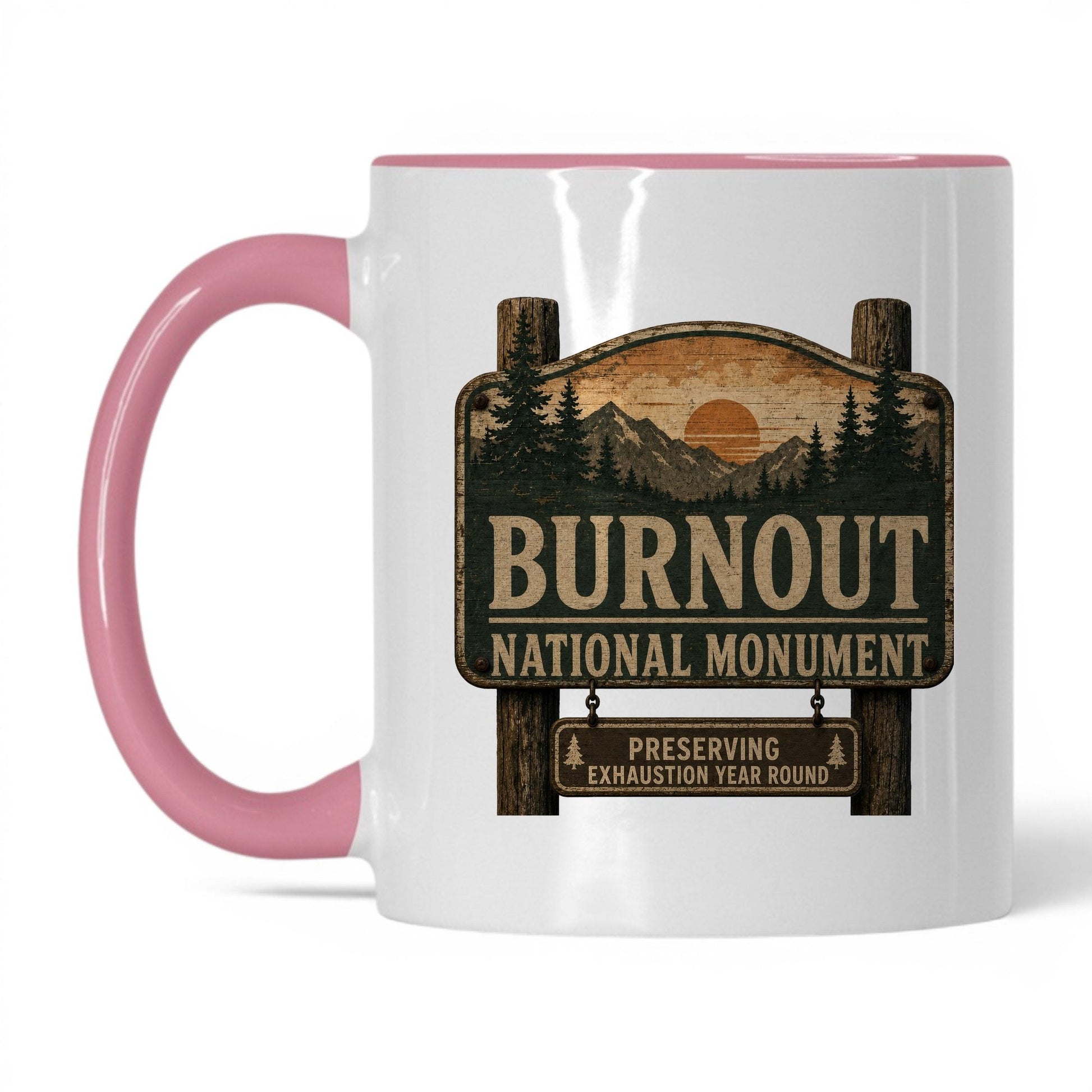 Burnout National Monument Mug – 11oz White/Pink Mug