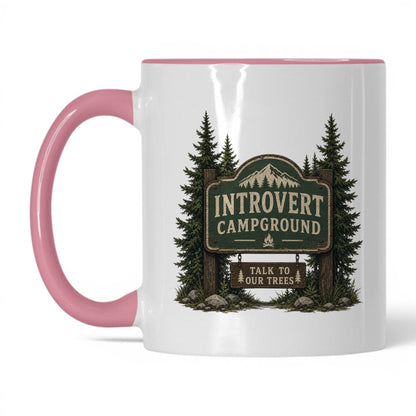 Introvert Campground Mug – 11oz White/Pink Mug