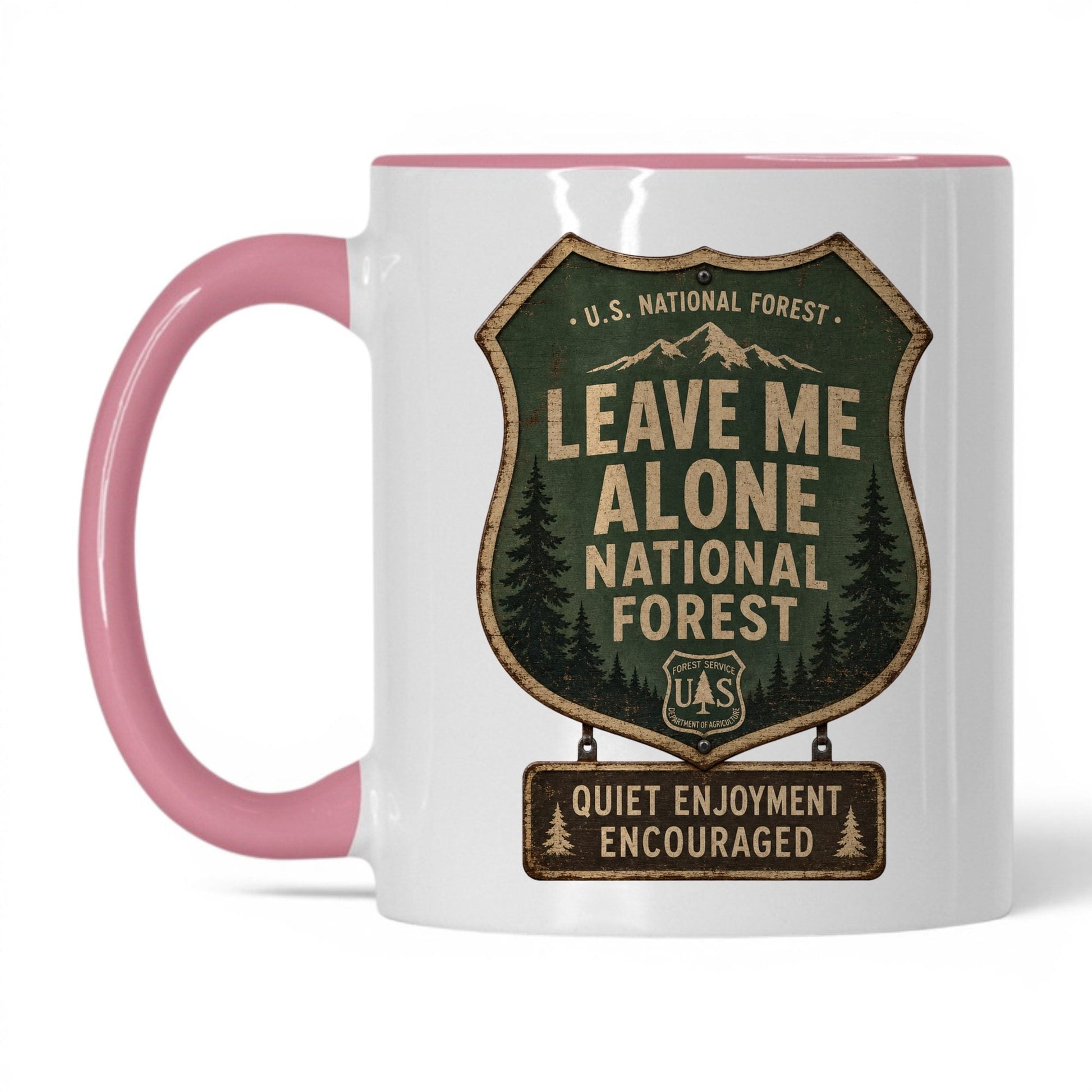 Leave Me Alone National Forest Mug – 11oz White/Pink Mug