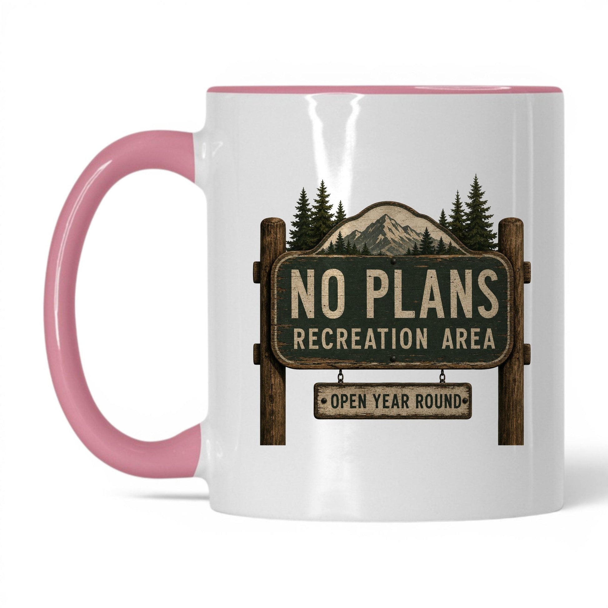 No Plans Recreation Area Mug – 11oz White/Pink Mug