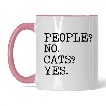 People No Cats Yes 11oz white and pink coffee mug