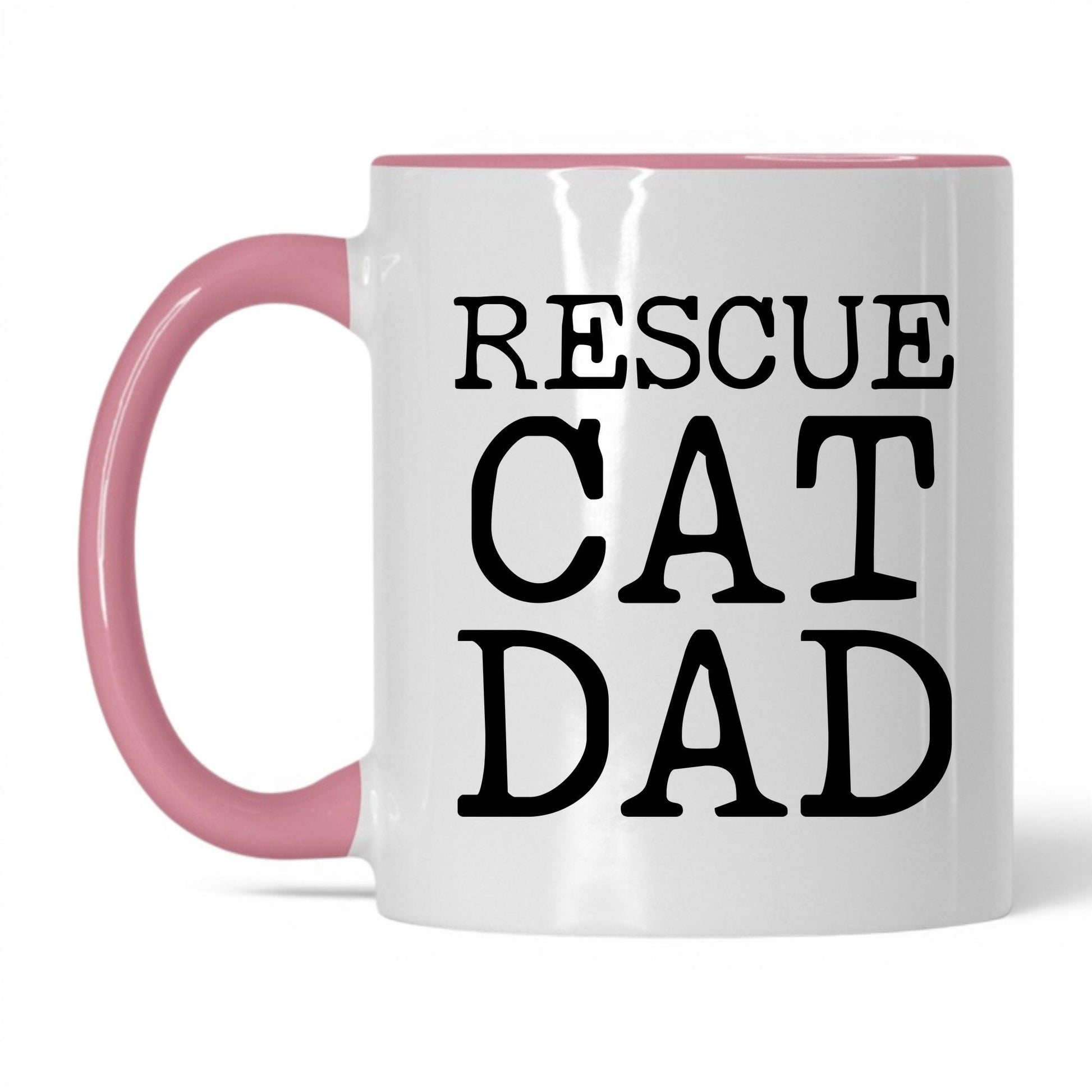 Rescue Cat Dad 11oz white and pink coffee mug
