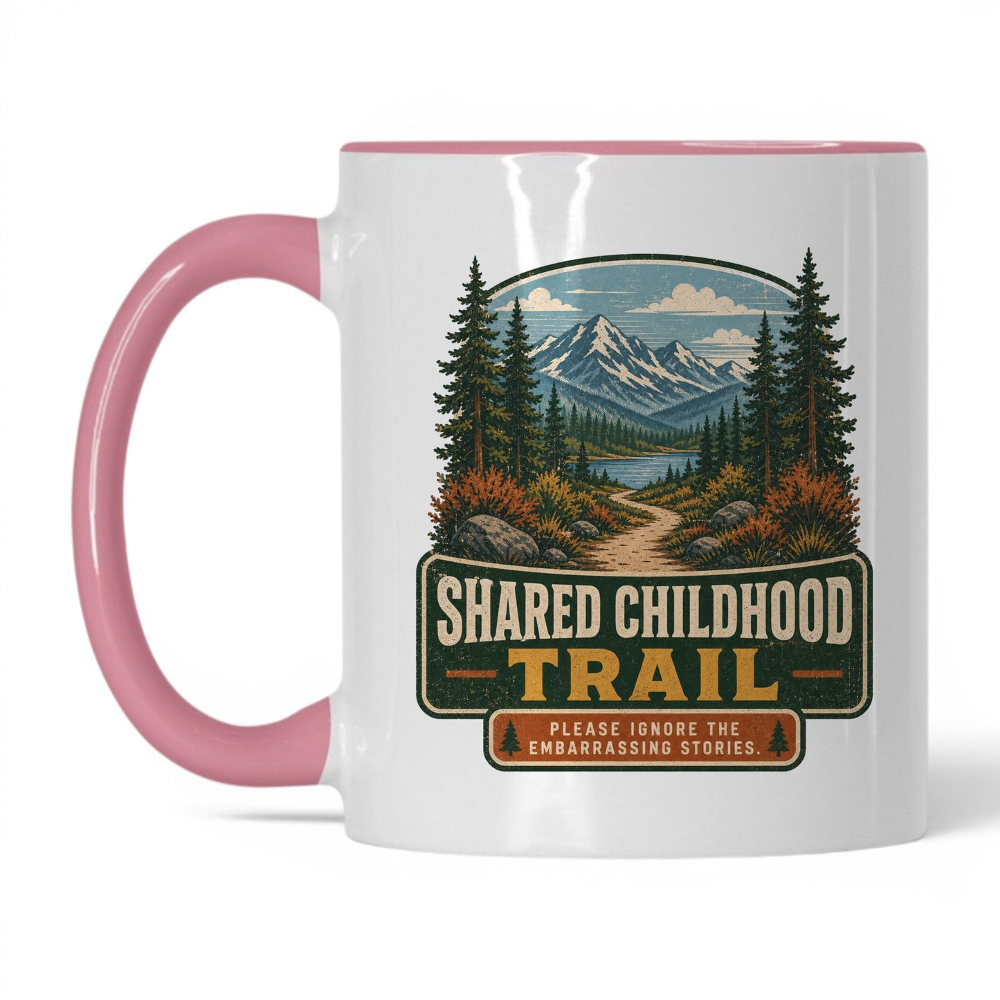 Shared Childhood Trail Mug – 11oz White/Pink Mug