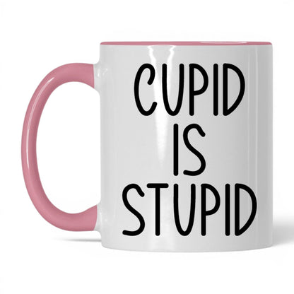 Cupid Is Stupid Mug – 11oz White/Pink Mug