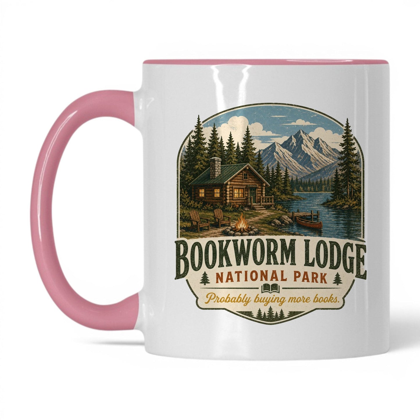 Bookworm Lodge National Park Mug – 11oz White/Pink Mug