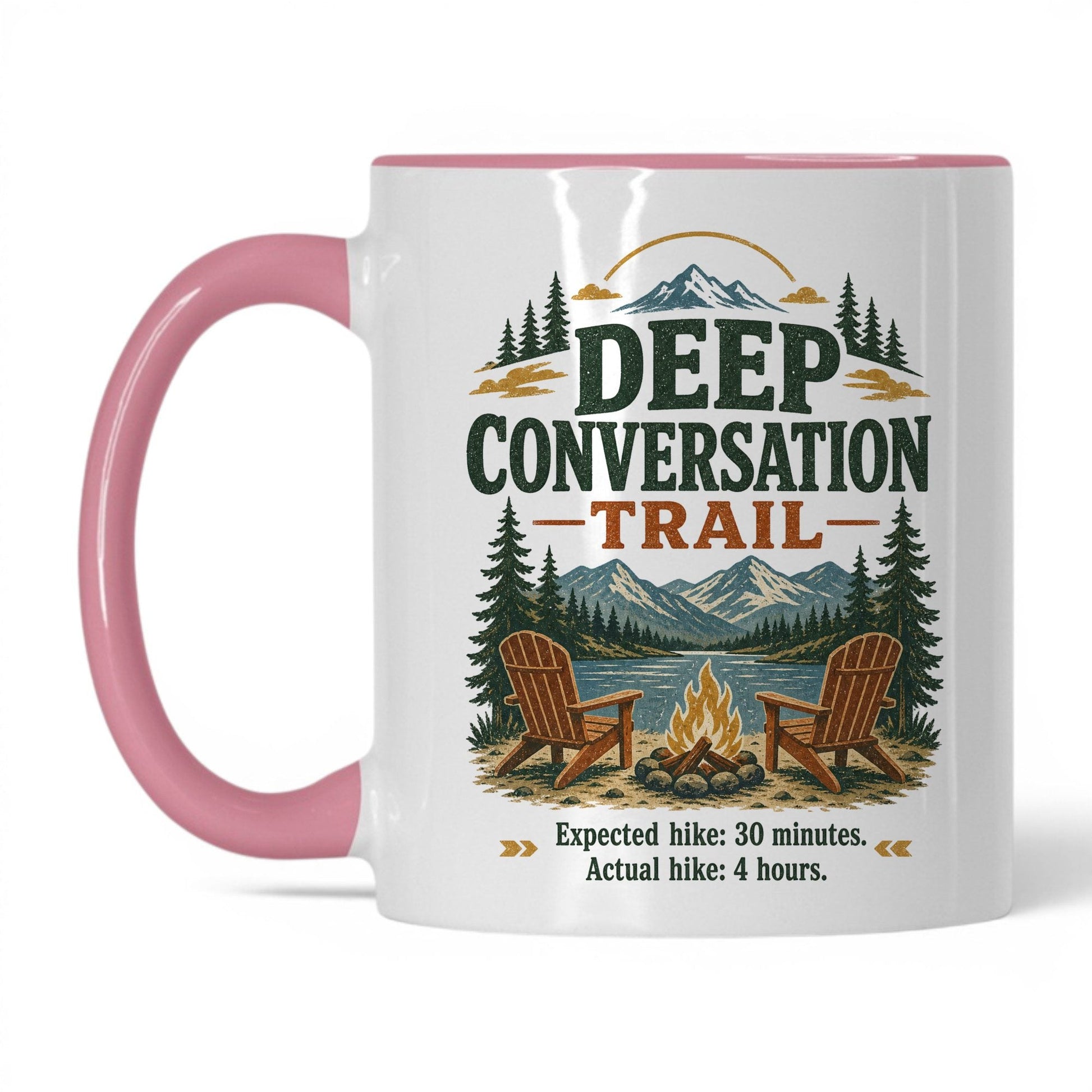 Deep Conversation Trail Mug – 11oz White/Pink Mug