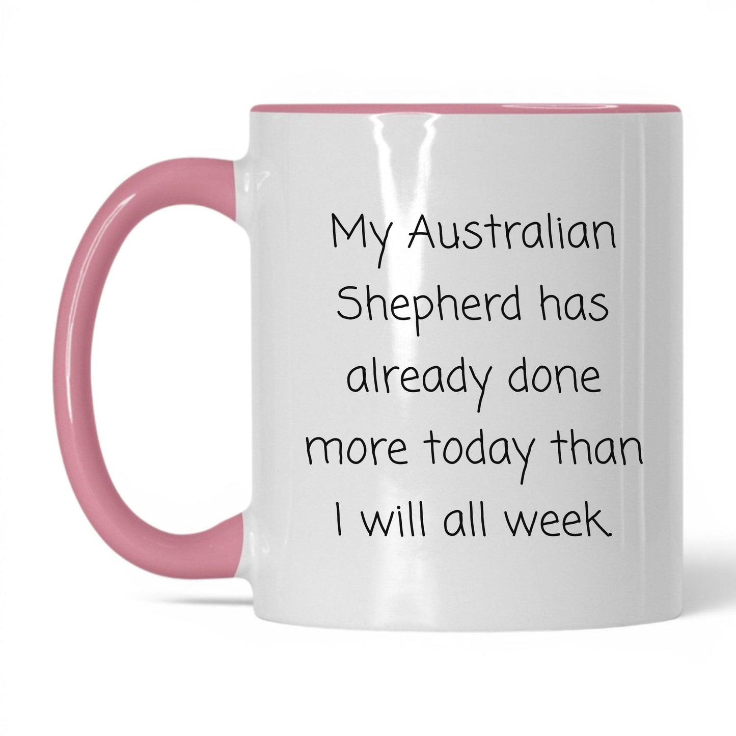 Australian Shepherd Dog Lover Mug – 11oz White/Pink Mug