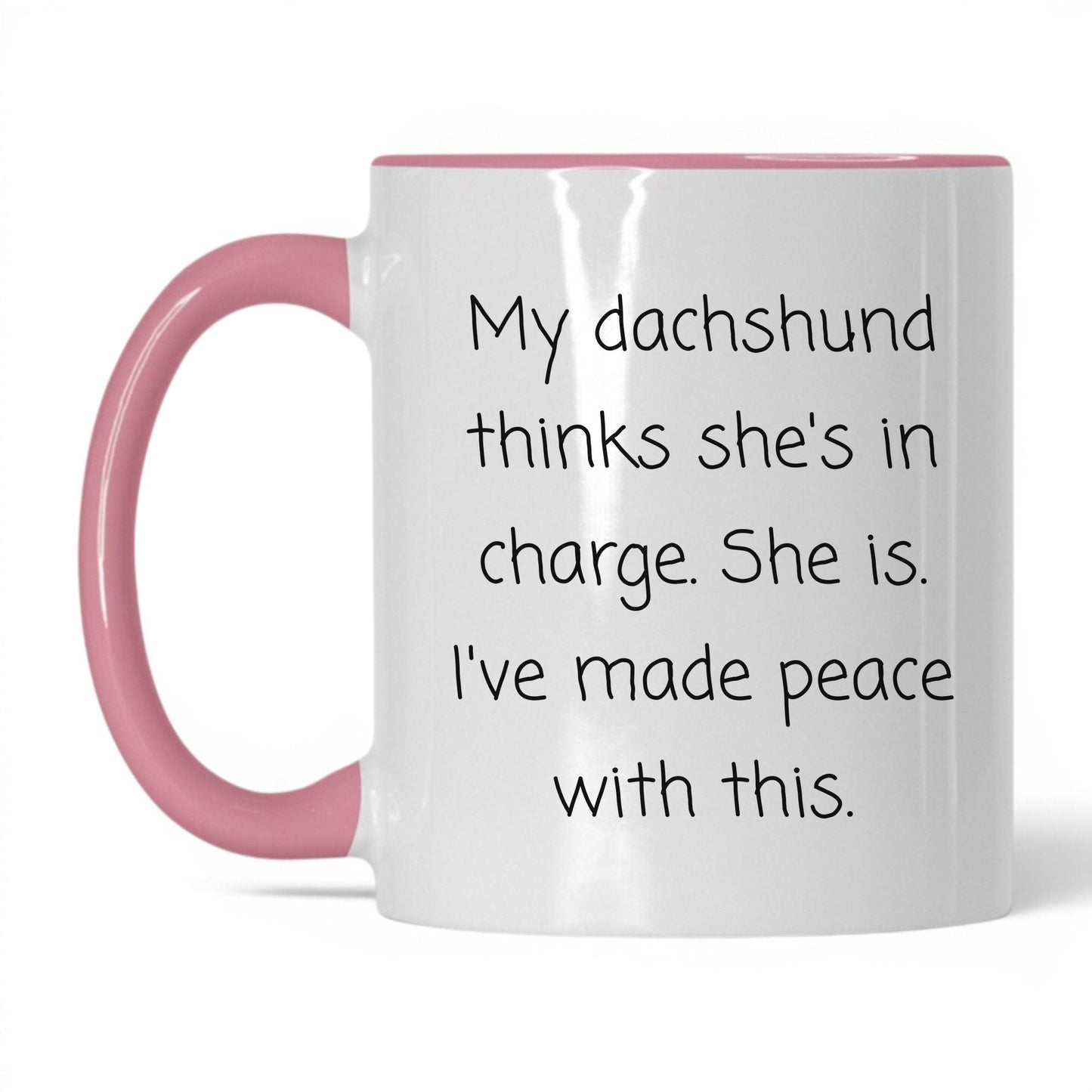 In Charge Dachshund Mug – 11oz White/Pink Mug
