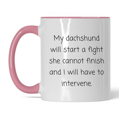 Feisty Doxie Mug – 11oz White/Pink Mug