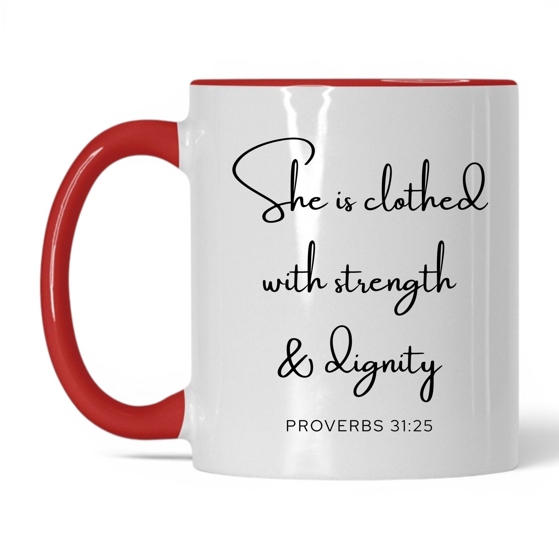 Clothed With Strength Mug – 15oz White/Black Mug