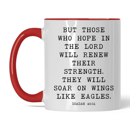 Wings Like Eagles Mug – 11oz White/Red Mug