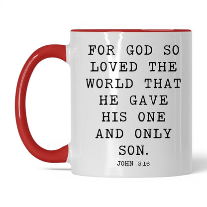For God So Loved the World Mug – 11oz White/Red Mug